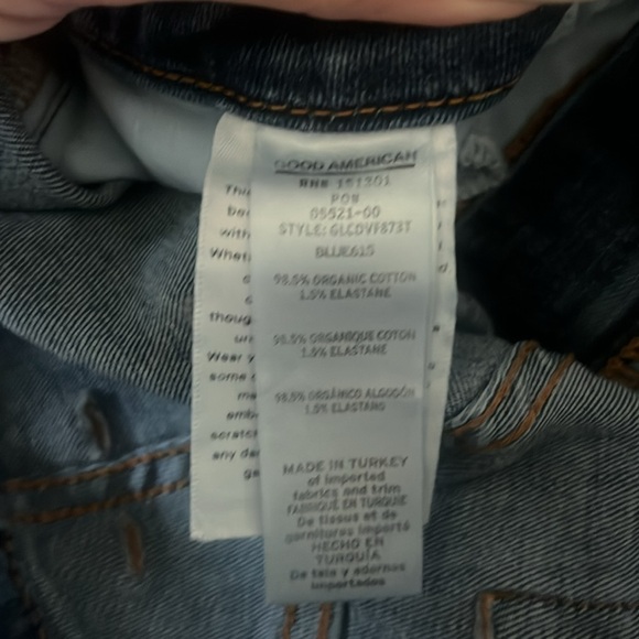 Good American Good Legs Cropped Skinny Jeans Blue Stretch High Rise Size 14 - Picture 8 of 8